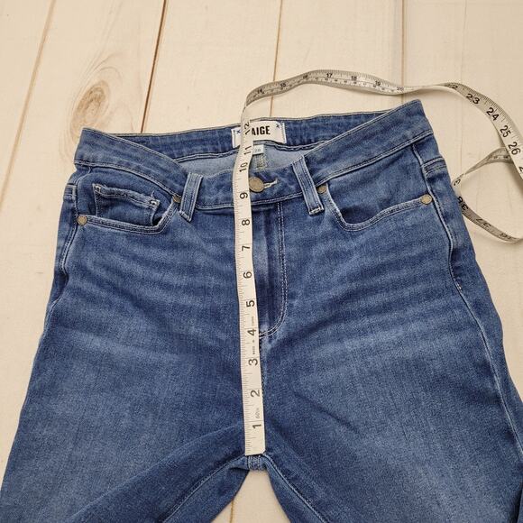 Paige Hoxton slim crop jeans distressed raw chewed hem - Picture 4 of 9